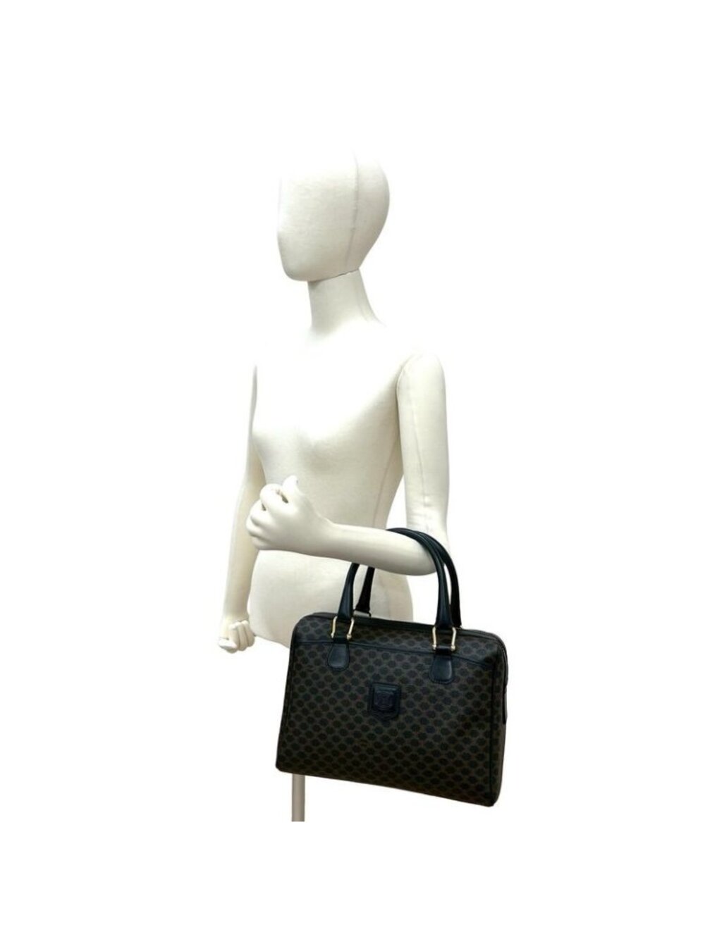 Celine Vintage Macadam Pattern Triomphe Logo Leather Handbag - Picture 2 of 10